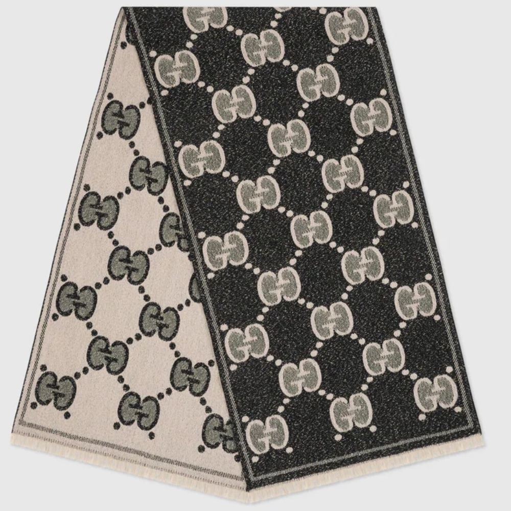 Gucci GG Jacquard Wool Reversible Scarf